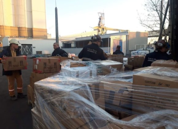 Volunteers in Poland sorting and distributing donations