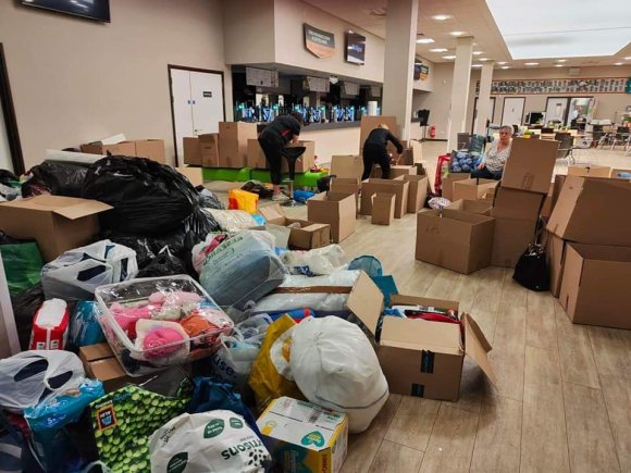 Donations being packed and sorted by volunteers at Franklins Gardens