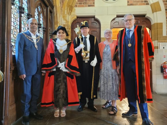 Outgoing Mayor Cllr. Ashraf with her Successor Cllr Meredith