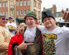 The Mayor of Northampton with Saints player Tom Cruse