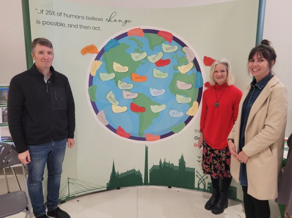 The 'Make a Planet Pledge' Installation at Weston Favell Shopping Centre - Cllr. Paul Joyce, Clare Robertson-Marriott and Louise Hannam-Jones NTC