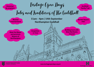 Join us and West Northamptonshire Council between 11am and 4pm on Saturday, 14th September to see parts of the Guildhall not usually open to the public.